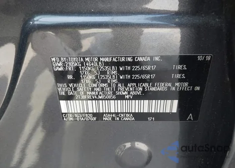 2018 Toyota Rav4 Le from USA, damaged, VIN 2T3BFREV4JW850856